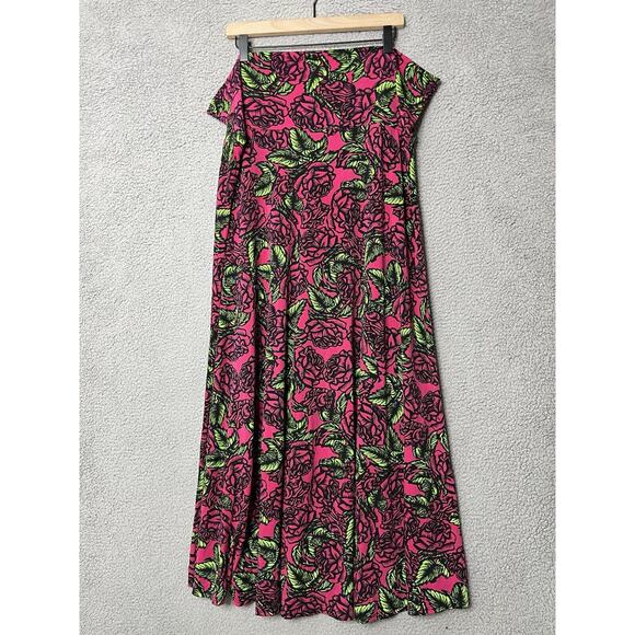 Skirt Maxi 3XL Floral Rose Y2K Comfort Pull On Stretch Pink Green Beach XXXL - Picture 4 of 8